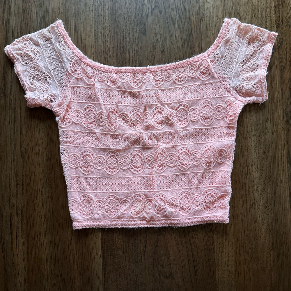 Pink Lace Off-Shoulder Top